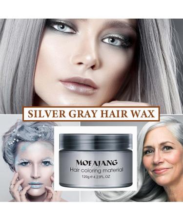 Silver Gray Hair Wax Pomade - Long Lasting Washable Temporary Color for Party Cosplay & Date | Non-Greasy Matte Styling Wax - Buy Online on SooperMarket.com
