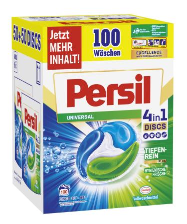 Persil Universal 4in1 Discs (100 wash loads) fully detergent with deep clean-plus technology combats stubborn stains 92% biodegradable ingredients* 2.5 kg (1 Pack)