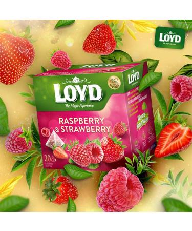 Mokate Loyd Raspberry & Strawberry Pyramid 20 Teabags 40 g - Buy Online on SooperMarket.com