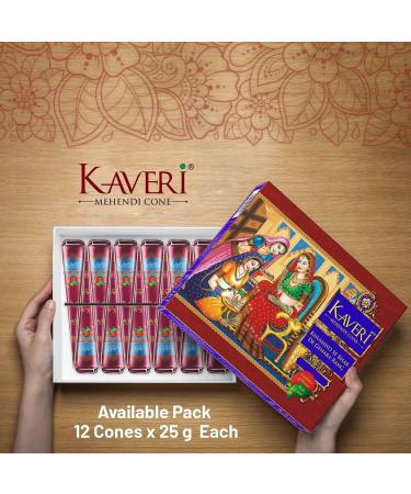 Kaveri Herbal Pure Henna Mehendi Cones for Hand Design | 12 Cones Pack with Free Mehandi Oil 12ml | Natural Leaves for Festivals & Special Occasions - Buy Online on SooperMarket.com