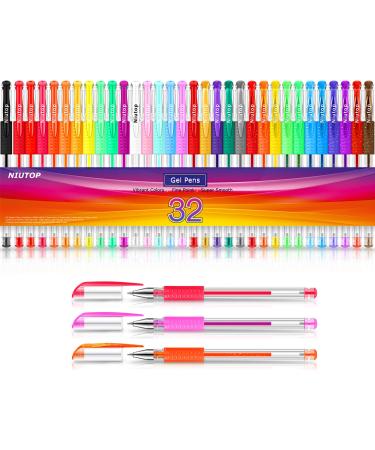 Gel Pens for Adult Coloring Books  32 Colors Gel Marker Set Colored Pen with 40% More Ink for Kids Drawing  Doodling  Bullet Journaling  Crafts Scrapbooks and Taking Note