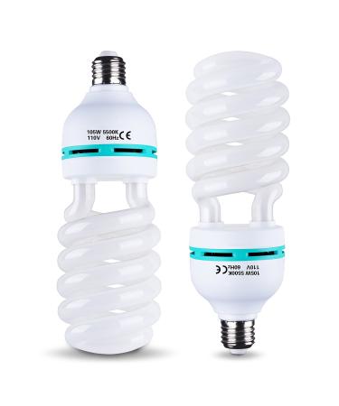 EMART Full Spectrum Light Bulb, 2 x 105W 5500K CFL Daylight for Photography Photo Video Studio Lighting 2 Count (Pack of 1)