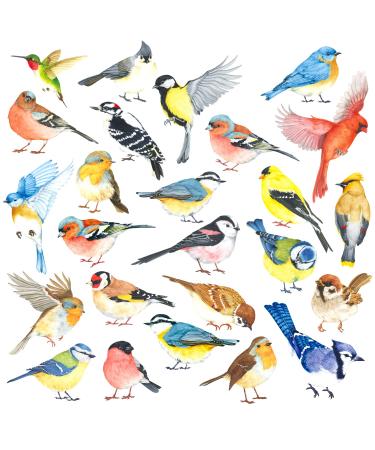 DECOWALL DS-8063 25 Little Birds Wall Art Stickers Colourful Flying Bird Wall Decals Removable Home Garden Decor Window Poster Bedroom Kitchen Living Room
