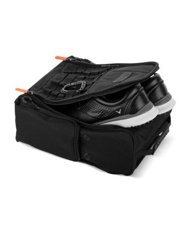 Fitdom Golf Shoe Bag - Tactical Style Zippered Black Shoe Carrier Bags with Ventilation & Multiple Outside Pockets for Socks Tees Gloves Brush & Other Accessories ETC Storage. Perfect for Women & Men Black Deluxe Handheld