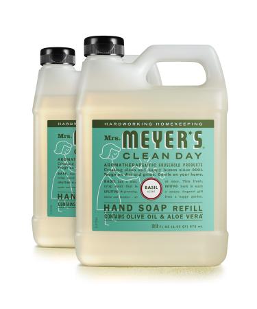 Mrs. Meyer's Hand Soap Refill Made with Essential Oils Biodegradable Formula Basil 33 Fl. Oz - Pack Of 2