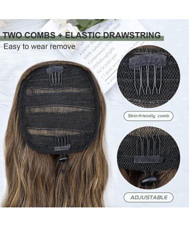 YEESHEDO Long Wavy Drawstring Ponytail Hair Extension | Clip-in Curly Synthetic Hairpiece 26 Chestnut Brown with Blonde | Women's Hair Accessories - Buy Online on SooperMarket.com