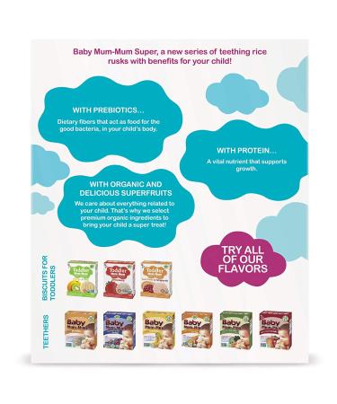 Baby Mum-Mum Organic Super Berries Rusks 1.76 oz - 24 Count, Pack of 6 | Organic Super Berries Snack for Babies - Buy Online on SooperMarket.com