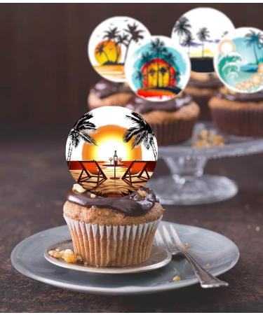 24 x Pre-Cut Travel Holiday 1 Edible Stand up Wafer/Rice Paper Cupcake Cake Toppers Birthday Party Beach Decorations (Summer Style 1) - Buy Online on SooperMarket.com