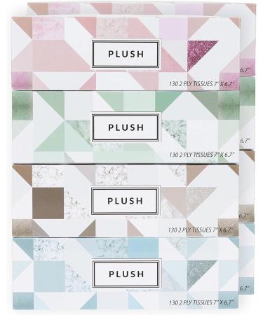 Plush Facial Tissues 130 Per Box 7 x 6.9 2 Ply Soft Smooth - Family Pack of 8, 1040 Total Tissues - Ideal for Bathroom, Office, School, Home, Kitchen, Car - Buy Online on SooperMarket.com