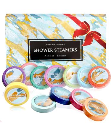 RoseFlower Shower Steamers Aromatherapy Set of 12 Natural Bath Bombs with Lavender/Rosemary/Jasmine/Rose/Grapefruit etc Scents for Home Spa Birthday Anniversaries Gift for Women Men #3