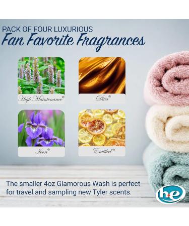 Tyler Glamorous Wash Liquid Laundry Detergent Gift Pack | 4x4 fl oz + Olivi Stain Remover Pen | Perfect for Clothes Linen Lingerie & Delicate Fabrics | International Shipping Available - Buy Online on SooperMarket.com