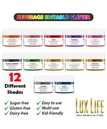 Lux Life Edible Glitter - Food Grade Edible Glitter Dust - Edible Dust Sprinkles for Cake Decorating  Cupcakes  Cake Pops  Drinks and Desserts - Edible Dusting Powder Adds Bright and Glittery Sheen (Orange) - Buy Online on SooperMarket.com