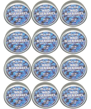 Authentic Wild Maine Blueberries Packed in Water. 3.5-ounce can - Great for Baking in Muffins and Pancakes (12 Pack) 3.5 Ounce (Pack of 12)