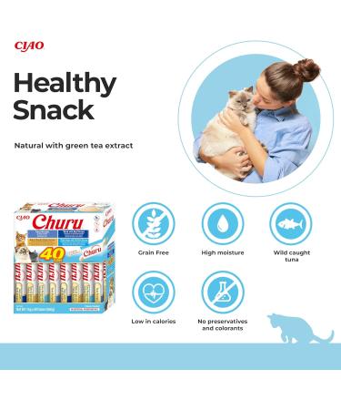 Churu by INABA Cat Treat - Tuna Variety Box - 1 Pack (40 x 14g total) / Soft & Creamy Cat Treat Delicious & Healthy Snack Pur e Food Topper Natural Grain Free - Buy Online on SooperMarket.com
