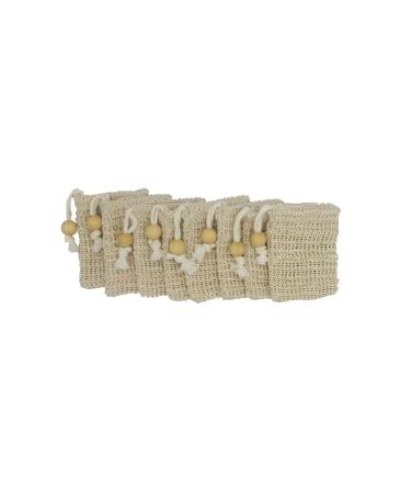 Bleu Bath (8 Pack) Mini Sisal Ramie Soap Saver Bag - Exfoliating Luffa Loofa Scrubber with Drawstring and Wooden Bead Holder - Buy Online on SooperMarket.com