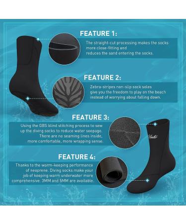 Hevto Diving Fins Socks 3/5mm Neoprene GBS | Sand Proof Beach Swim Socks | XS-3mm - Buy Online on SooperMarket.com