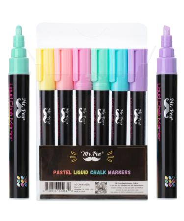 Mr. Pen- Chalk Markers, 6 Pack, Pastel Colors, 8 Labels, Chalkboard Markers, Liquid Chalk Markers, Chalk Markers for Chalkboard, Chalk Pens, Chalk Marker, Glass Markers, Liquid Chalk Markers Erasable