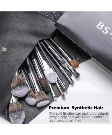 BS-MALL 16pcs Makeup Brush Set with Premium Synthetic Bristles - Ideal for Powder, Foundation, Blush, Contour, Concealers, Lips, and Eyeshadow - Black - Buy Online on SooperMarket.com