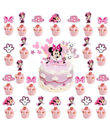 49 pieces mini mouse tortendeco mini mouse cake decoration mouse star love girl birthday cake decoration cartoon mouse cake topper for girls birthday party cake decoration pink