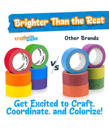 Craftzilla Colored Masking Tape 6-Roll Multi Pack - Vibrant Rainbow Craft Tape for Arts & Crafts - 180ft x 1 inch - Buy Online on SooperMarket.com