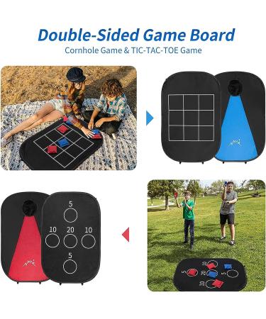 MonSports Portable Cornhole Set - 2 Collapsible Boards, 8 Bean Bags, Carrying Case - Outdoor Yard Toss Game for Kids & Adults - 3x2ft Oxford - Buy Online on SooperMarket.com