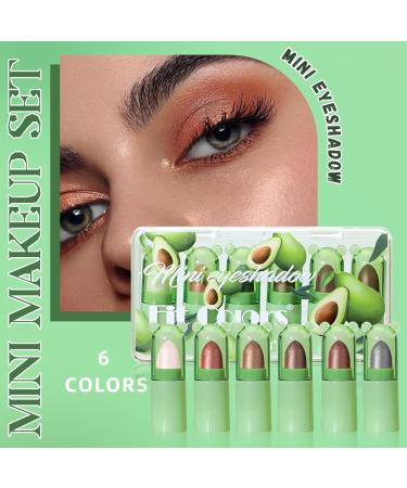 6 Colors Mini Cream Eyeshadow Stick Set - Waterproof Long Lasting Shimmer Metallic Makeup - Pearl White Nude Brown Glitter - Buy Online on SooperMarket.com