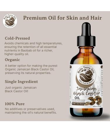 Buy Bella Terra Black Castor Oil 4oz - Rich in Vitamins & Ricinoleic Acid for Radiant Skin - International Shipping Available - Buy Online on SooperMarket.com