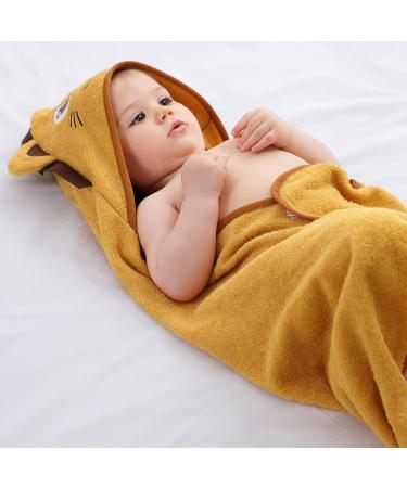 Bamboo Hooded Baby Bath Towel | Toddler Wearable Blanket | Lion Animal Bathrobe 75x75cm - Buy Online on SooperMarket.com