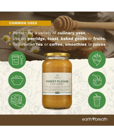 Earthbreath Forest Flower Raw Honey 1.4 kg - Pure Dark Unpasteurised & Unfiltered - Natural Sweetener for Cooking & Beverages - 1.4 kg (Pack of 1) - Buy Online on SooperMarket.com
