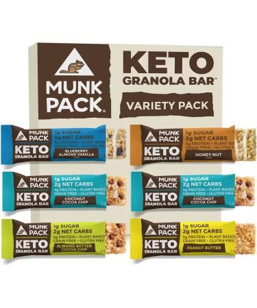 Munk Pack Keto Granola Bar  Gluten Grain & Soy Free  Breakfast Snacks for Kids & Adults  Chewy and Delicious  Plant Based Snacks  No Sugar Added  On the Go  Variety  6 Pack