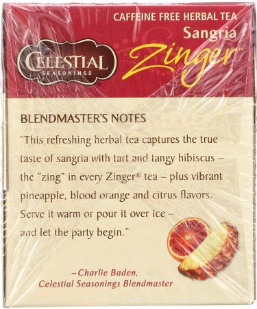 Celestial Herbal Tea Sangria Zinger - 20 Count Bags | Refreshing & Flavorful Blend - Buy Online on SooperMarket.com