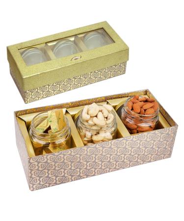 Jaiccha Ghasitaram Dryfruits Hamper- box with 3 Jars of Cashews Almonds and Mewa Bites |Gift for Diwali Holi Rakhi Valentine Christmas Birthday Anniversary Her Him|