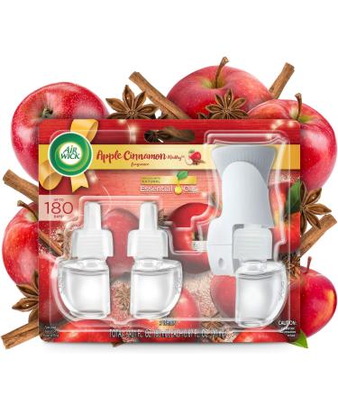 Air Wick Plug in Scented Oil Starter Kit + 3 Refills Apple Cinnamon Fall Scent Fall Spray (3x0.67oz) Essential Oils Air Freshener