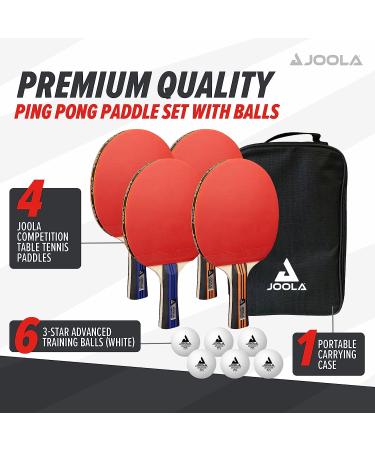 JOOLA Advanced Table Tennis Paddle Set - Includes 4 Ping Pong Paddles  6 3-Star Ping Pong Balls & Carrying Case - for Intermediate Competitive Matches  Ideal for Teens  Adults  & High Volume Play - Buy Online on SooperMarket.com