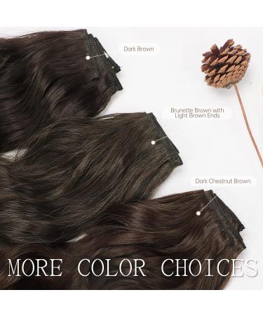 KooKaStyle Dark Brown 20 Inch Long Wavy Clip-in Hair Extensions for Women - 4pcs Thick Hairpiece for Full Head - Buy Online on SooperMarket.com