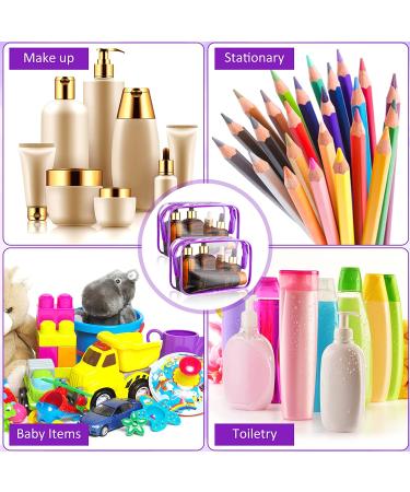 12-Piece Clear PVC Zippered Cosmetics Bag Set - Waterproof Toiletry Carry Pouch for Makeup - Purple Medium - Buy Online on SooperMarket.com