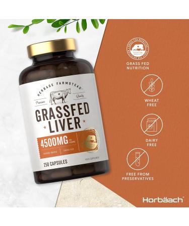 Grass Fed Beef Liver Capsules - 250 Count | Desiccated & Preservative-Free | Pasture Raised | Herbage Farmstead - Buy Online on SooperMarket.com