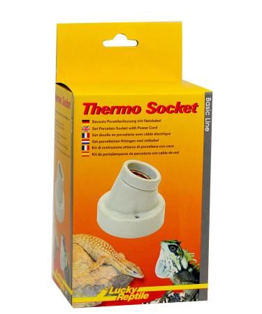 Lucky Repile Thermo Socket - Porcelain version angled - E27 Lamp version with a power cable - Case Sound with Mounting material - Compatible for lamps with up to 150 W - Terrarium accessories.