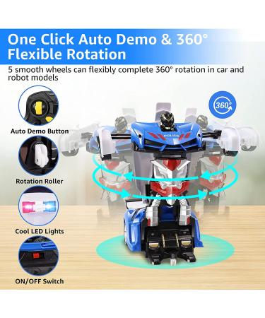FAFUGANIA Remote Control Car Transform Robot RC Car - 2.4Ghz, 360 Degree Rotating, Drifting Police Toy 1:18 Scale Boys Blue - Buy Online on SooperMarket.com