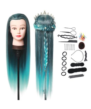 Danseemeibr hairdressing head 66-71 cm exercise head 100 % synthetic fiber hair for practicing hairstyles soft window doll head for girls stylists hairdressers