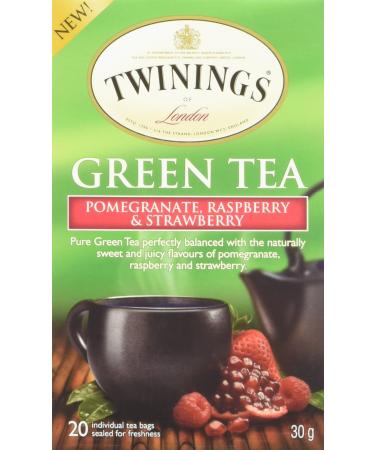 Twinings of London Pomegranate Raspberry and Strawberry Green Tea Bags 20 Count Pomegranate Raspberry and Strawberry Green Tea 20 Count (Pack of 1)