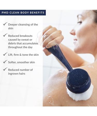 PMD Clean Body - Smart Waterproof Cleaning Device with Silicone Brush & Attachments | SonicGlow Vibration for Cleansing Peeling & Massaging - Navy - Buy Online on SooperMarket.com