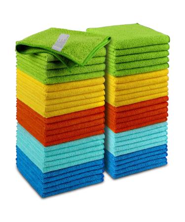AIDEA Microfiber Cleaning Cloths-50 Pack, Premium All-Purpose Softer Lint Free, Scratch-Free, Strong Water Absorption Drying Towel for Cars, SUVs, RVs, Trucks, and Boats Gifts(12in.x12in.)