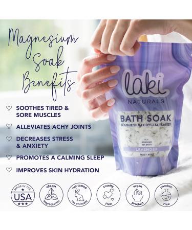 Laki Naturals Bath Soak Bundle - Magnesium Flakes & Hawaiian Sea Salt - Relaxing Therapeutic Bath Salts Set (Rose, Coconut, Lavender 8 oz Each) - Pack of 3 - Buy Online on SooperMarket.com