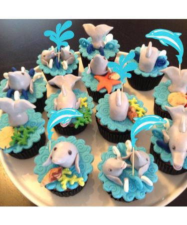 Arthsdite 24Pcs Dolphin Cupcake Toppers Under the Sea Theme Cupcake Picks Ocean Animal Baby Shower Kids Birthday Party Cake Decorations Supplies - Blue Glitter - Buy Online on SooperMarket.com