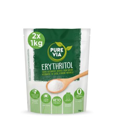 Pure Via Erythritol 2 X 1kg pack Zero Calorie & Keto Friendly Sugar Alternative Non-GMO Certified