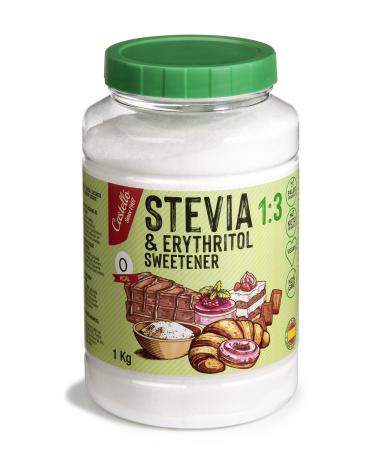Castello since 1907 Stevia + Erythritol 1:3 Sweetener | 1g 3g of sugar | 100% Natural Sugar Substitute - 0 Calories - 0 Glycemic Index - Keto and Paleo - 0 Net Carbohydrates - Non-GMO - 1kg