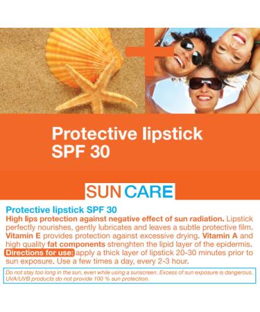 FLOSLEK Protective Lipstick with UV Filter SPF 30 | Solar Radiation Protection | For All Ages & Skin Types | EU Made - Buy Online on SooperMarket.com