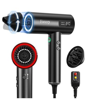 H8 Professional Ionic High Speed Hair Dryer with Diffuser for Curly Hair 110 000RPM Brushless Motor for 5X Fast Drying Thermo-Control Magnetic Nozzle 4 Heat & 4 Speed with HD Display 1400W