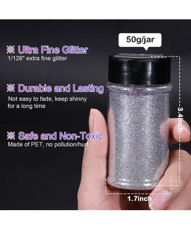 HTVRONT Silver Fine Glitter - 50g/1.76oz Extra Fine Glitter for Crafts, Resin, Nails, Tumblers, Ornaments & More - Portable Shaker Jar - Buy Online on SooperMarket.com